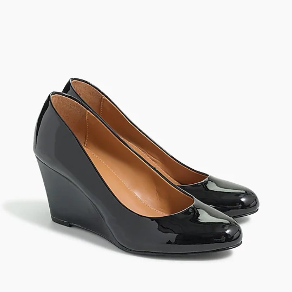 Brand New J Crew Sylvia Patent Wedges - Black Size 5
